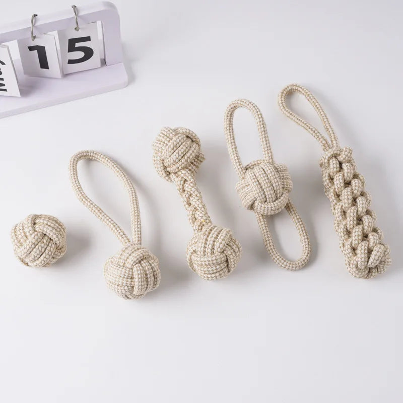Groothandel Hot Selling Duurzame Katoenen Touw Gevlochten Schattige Klassieke Moderne Mode Hondenspeelgoed met Handvat voor Hondentandenreiniging Buitengebruik
