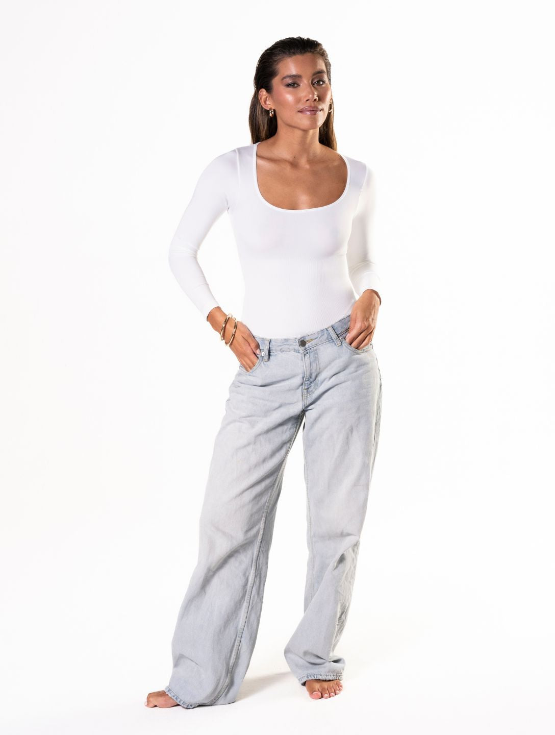 String bodysuit met lange mouwen