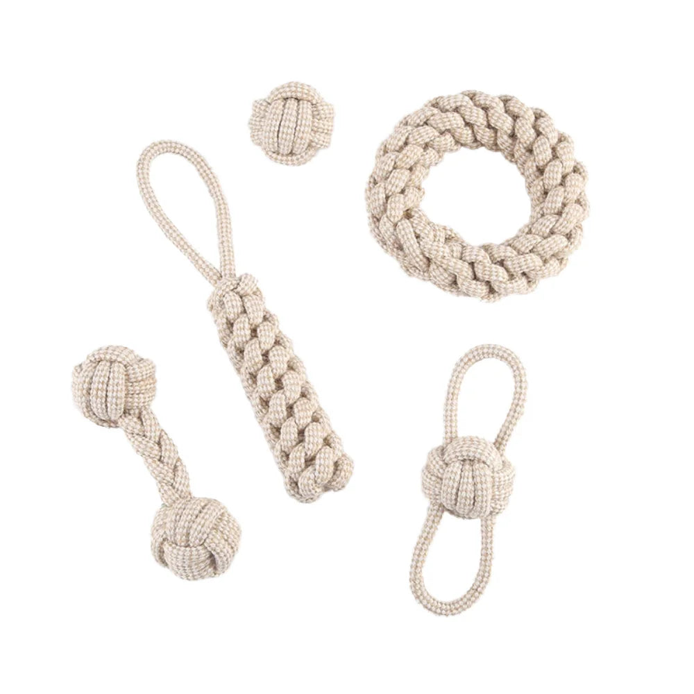 Groothandel Hot Selling Duurzame Katoenen Touw Gevlochten Schattige Klassieke Moderne Mode Hondenspeelgoed met Handvat voor Hondentandenreiniging Buitengebruik