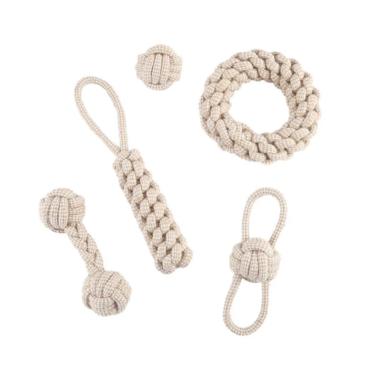 Groothandel Hot Selling Duurzame Katoenen Touw Gevlochten Schattige Klassieke Moderne Mode Hondenspeelgoed met Handvat voor Hondentandenreiniging Buitengebruik