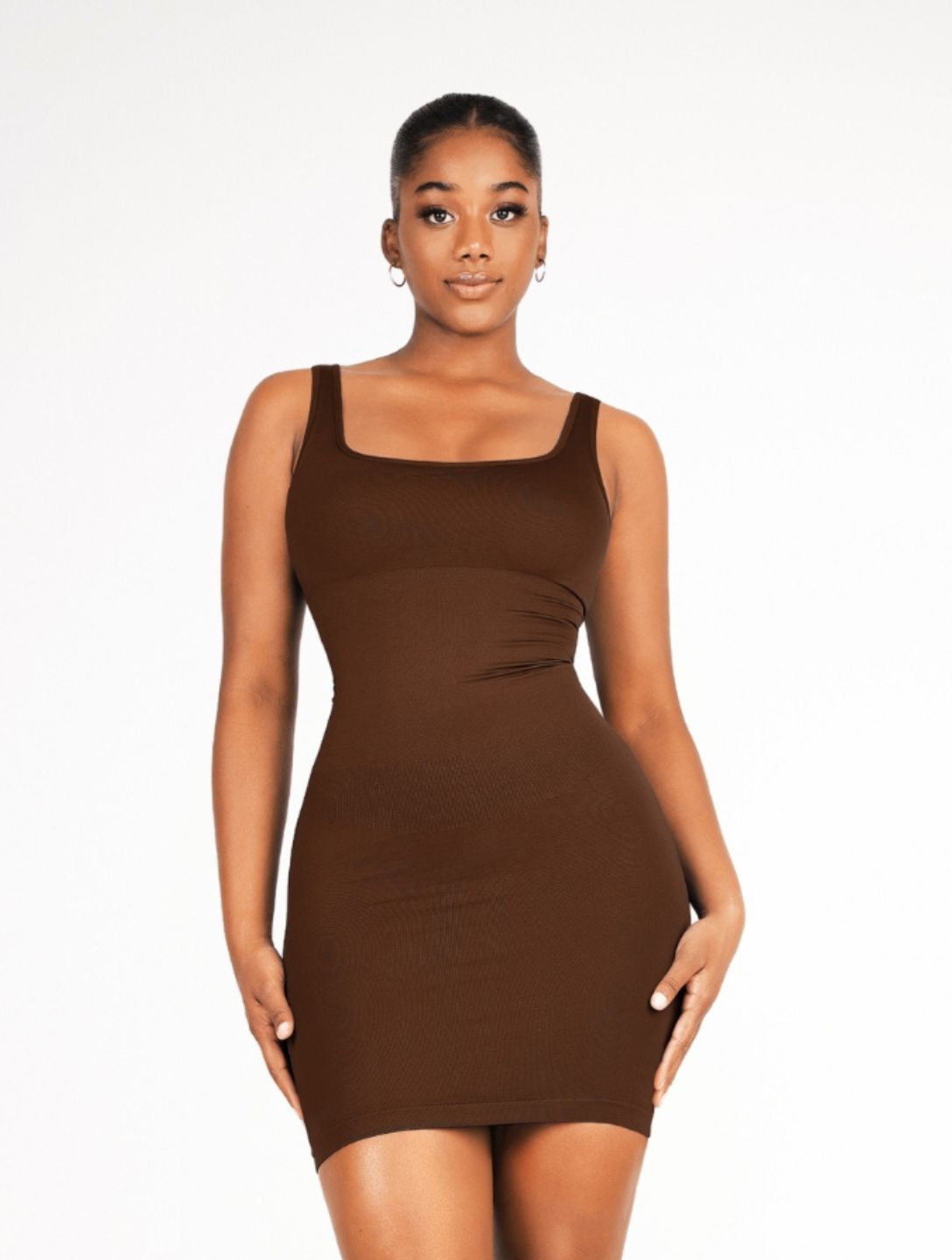 Square-Neck Seamless Mini Dress